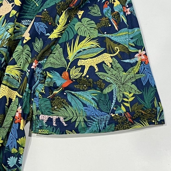 SSLR Bright Tropical Animal Print Bird Leopard Lemur Button Up Shirt Men XL - Picture 6 of 16